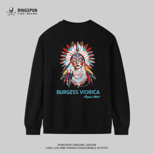 Heavy Embroidery Hoodie Thickened Long Sleeve round Neck Mens Fashion Brand Base Shirt Winter New Style Casual Loose Fit Polyester Cotton Blend