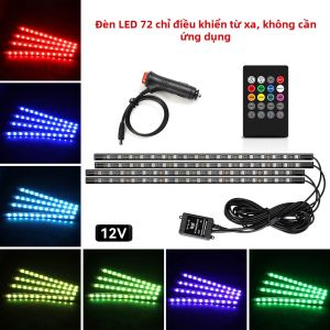 Bộ Đèn LED Nội Thất Ô Tô Dải Đèn Chân Xe Đèn Trang Trí RGB Điều Khiển Từ Xa Và Ứng Dụng Nhạc Phụ Kiện Ô Tô