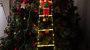 2025 Christmas LED Stair Lights with Santa Claus Dolls Climbing Ladder Lights String Christmas Decor
