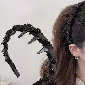 ที่คาดผมแบบพันประดับลูกปัดสำหรับผู้หญิง ล้างหน้าได้ ไม่ลื่น ที่คาดผมสำหรับจัดแต่งทรงผม แฟชั่นเครื่องประดับศีรษะ