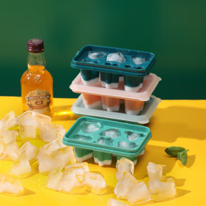 Houseeker 6 Lưới Phim Hoạt Hình khuôn làm đá viên Silicone Press Release khay đá Dễ Dàng Máy Làm Đá Với Có Thể Tháo Rời Nắp Home Phụ Kiện dụng Cụ Quầy Bar