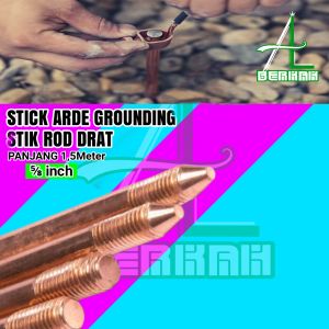 Stick Rod Stik Arde Grounding 5/8 Panjang 15meter Bonded Arde Drat Penangkal Petir