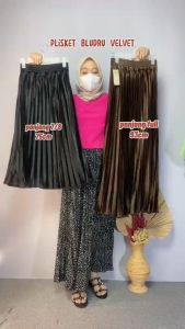 Rok Plisket Bludru Premium Model Panjang Velvet Skirt Jumbo