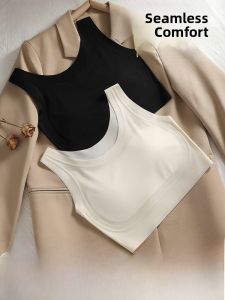 Miiow | Ice Silk Backless Vest Womens Summer Base Layer Top With Chest Pad Suitable For Suit Inner Wear And Coverage Of Side Breast