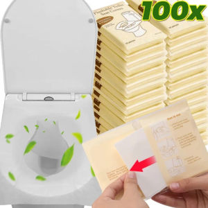 Dizoey 100PCS Disposable Toilet Seat Cover Degradable Soluble Water Toilet Cover Paper Portable Travel Camping Hotel Bathroom Supply