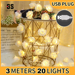 3M 20LED Rose Flower String Lights Fairy USB Christmas Wedding Party Romantic Decor Tent Light