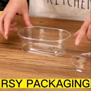 50pcs Clear Oval Deli Container With Lidfor Salad Mousse Cake PuddingDesserts (THICK) -500ML