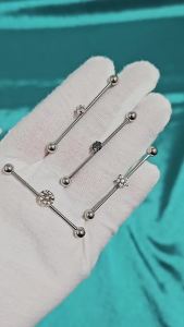 1/5PCS Surgical Steel Zircon Industrial Barbell Earring CZ Cartilage Helix Star Long Bridge Earring Piercing Body Jewelry 38mm