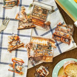 Baking Handmade Studio PET Sticker Pack Dessert Food Character Bullet Journal DIY Scenery Water Cup Decoration Sticker Painting
