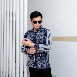 Baju Couple Tenun Abu Navy