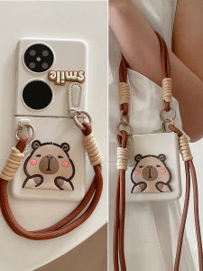 Applicable to Novaflip Huawei Pocket2 Phone Case Oppofindn3/N2 Foldable Screen Vivox Flip Protective Case P50pockets Capibara Satchel Cross Body Lanyard Female New Arrival