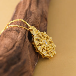 Chow Sang Sang 周生生 999.9 24K Pure Gold Cultural Blessings Diamond Mandala Necklace for Women Size 47cm 95564N