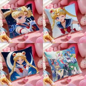 Bandai | Sailor Moon Usagi Tsukino Anime Plush Pillow Cover Soft Short Plush Cushion Cover For Sofa Bedroom Home Decor Gift Decoration
