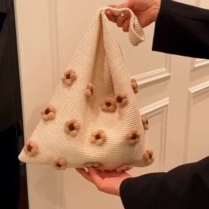 Túi Phong Cách Hàn Quốc Đeo Vai Túi Lười Phong Cách Dệt Kim Rỗng Hoa Đi Biển Mới Năm 2025