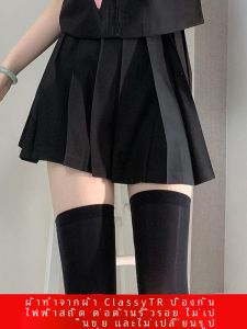 Original Japanese Style Pure Color Versatile Short Midi Skirt A-Line Polyester Cotton Blend Commuter OL Style High Waist Pleated Skirt