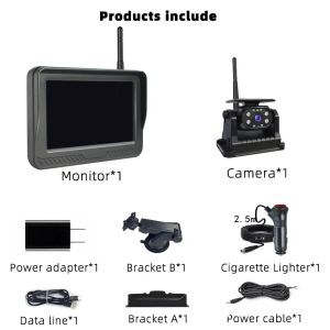 Solar Wireless Backup Camera 5" Monitor Magnetic HD 1080P Upgrade Auto on/Off Camera Night Vision Rechargeable Rear View Camera