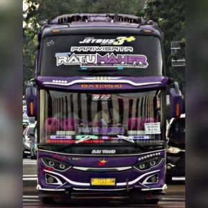 COD mainan anak miniatur bus SJM trans RATU MAHER variasi lampu led kelip