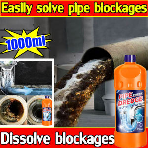 100% Effective💥Qissa Sink Declogger Toilet Bowl Pipe Dredging Agent 2000ml Powerful Clog Remover Dissolves Grease Hair Oil Organic Wastes Food Residue Clog Remover for Drain Pipe Quick Dredge Liquid Drain Declogger Solution Toilet Bowl Drainage Cleaner