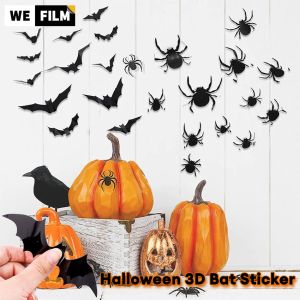 Halloween 3D Bat Sticker Halloween Decoration Black PVC Bat Ornaments for Garden Outdoor Role Play Party Home Decor DIY Wall Sticker