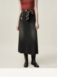 AIVEI | Casual Retro High Street Split Rear Denim Long Skirt