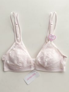 Double Layer Design Lace Wireless Bra Bikini Style Underwear Sweet Style Polyester Fiber Fixed Double Straps No Steel Ring