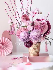 Colorful Folding Fan Set Floral Art New Year Opening Ceremony Wedding Decoration Popular Internet Red Envelope Flower Arrangement