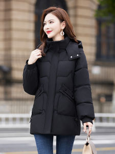 ผู้หญิง ชอร์ต เสื้อแจ็คเก็ตพัฟเฟอร์ ดั๊ก ขนเป็ด หนาขึ้น สลิมฟิต ฤดูหนาว เสื้อโค้ท สีขาว ขนเป็ด มีฮู้ด เสื้อคลุม สไตล์เกาหลี สำหรับเดินทาง