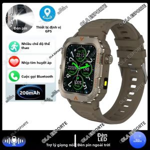 Đồng Hồ Thông Minh Quân Sự Ngoài Trời Dành Cho Nam Giới Có Đèn Pin LED Máy Đo Huyết Áp Thiết Bị Theo Dõi GPS Nhiều Chế Độ Thể Thao Chống Nước Cho Android