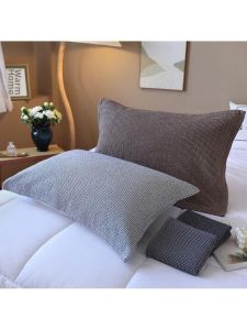 Washed Cotton Breathable and Sweat Absorptive Pillowcase Thick Solid Grid