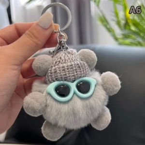 Mini pet key chain rabbit Rex hanging decorations plush animal dolls handbag pendants automatic key chains lovely gifts.