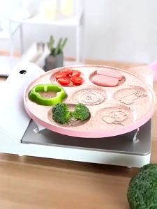 Cetakan Kue Telur 7 Lubang Non-stick Pemanggang Pancake Pan Telur Dadar Pola Hewan Panci 26cm