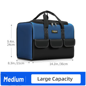 Heavy Duty Wide Mouth Tool Bag with Pockets Organizer for Mens Tool Storage and Transport