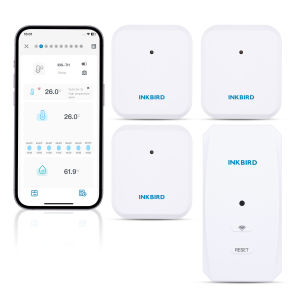 INKBIRD Wireless Temperature and Humidity Monitor ITH-20R-O 3Pcs With IBS-M2S WiFi Gateway 4-in-1 Set For Bedroom Grow Tent Incubators Instrument with App Notification Alert