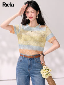 puella | French Style Shimmer Round Neck Short Sleeve T-Shirt