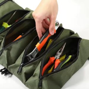 Heavy Duty Tool Bag Portable Hardware Storage Bag Durable Wood Electrician Special Storage Bag Canvas Car First Aid Kit Wrap Roll Storage Bag