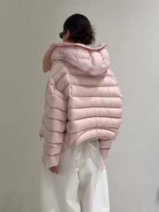 DANTING | Hooded Pink Short Womens Down Jacket