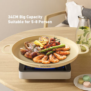 Chảo Nướng Chảo Nướng BBQ Hàn Quốc Cỡ Lớn 34Cm Chống Dính Thích Hợp Cho Cắm Trại Chảo Chiên Gia Dụng Nồi Nấu Ăn 4 Màu