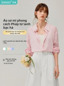 INMAN | Linen Tencel Loose Pastel Long Sleeve Blouse