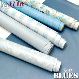 EZ Art Gingham Aqua Matted Wall Sticker PVC Self Adhesive Waterproof Home Decor Blue 10meters x 45cm