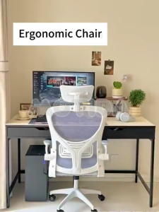 Mesh Ergonomic Office Chair with 3D Headrest 90° Rotatable Armrest Sponge Cushion Rolling Wheel Computer Desk Chair