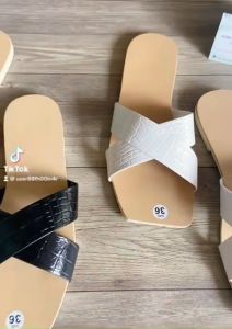 dép nữ mũi vuông quai chéo vân cá sấu mẫu mới