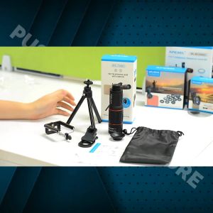 APEXEL 2 in 1 Lensa Kamera Smartphone Telephoto Teropong Monocular jarak jauh untuk hp 18X Tripod Mini