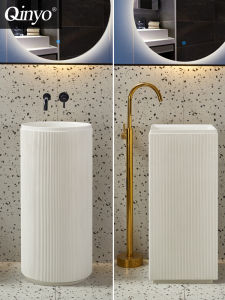 Free Standing Column Basin round One Piece Small Handwashing Stand Alone Bathroom Sink Kitchen Sink Home Decoration Materials