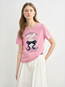 DUSHU | Plus Size Rabbit Print T-Shirt Short Sleeve