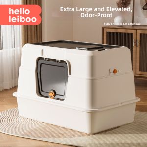 HELLOLEIBOO | Hộp Cát Vệ Sinh Cho Mèo Chống Bắn Tán Kiểm Soát Mùi