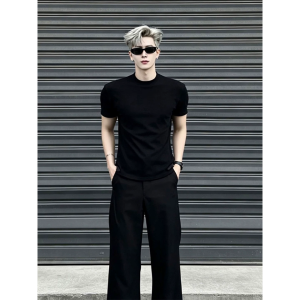 CHENMU | Cleanfit Black Silk Bell-bottomed Trousers Summer