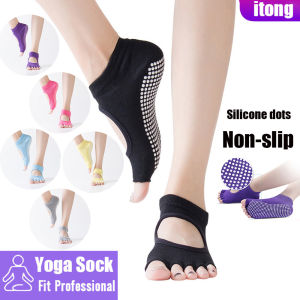 1 Pair Yoga Socks Polyester Women Workout Non Slip Pilates with Grips Toeless Anti-Skid Pilate