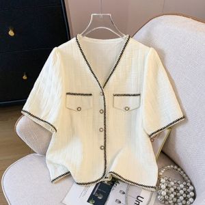 AIYITI | Slimming French Style Big Size Summer V-neck Short Sleeve Shirt