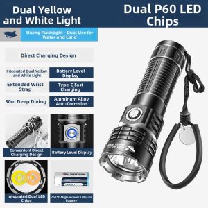 SMILING SHARK | High Power Yellow Underwater Dive Light