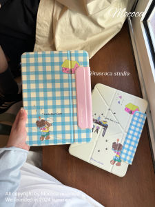 MOCOCA Original Design Healing Illustration Bear Pastry Chef Yellow Magnetic Absorption Triple Fold iPad Air 567 pro 11 Inch Case